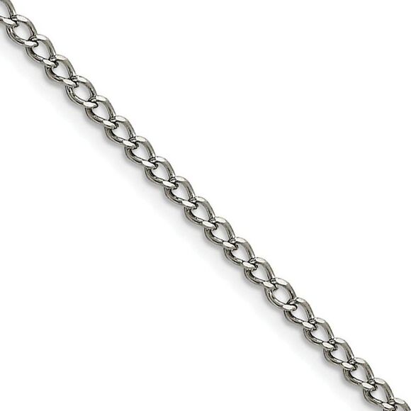 3mm Stainless Steel Open Curb Chain Necklace 24 Inch